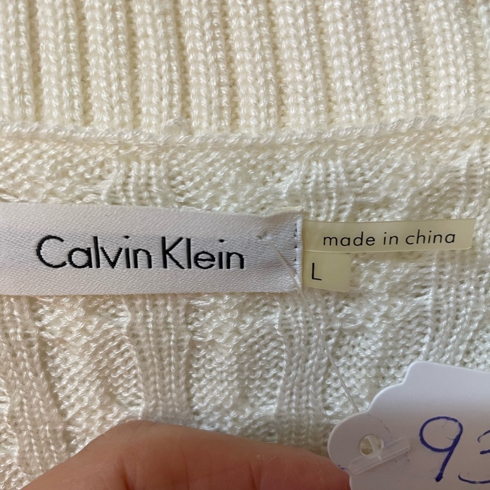 Calvin Klein Size L Cable Knit Sweater Dress Cream Toggle 🖤✨ - Picture 2 of 6